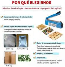 Máquina Selladora Térmico de Bolsas de Plástico Quick Heat Sealer para bolsas de PE y PP, Máquina Selladora por Impulso Manual Compacta de 8 pulgadas(20 CM) - 20CM - Kits - Ver 10