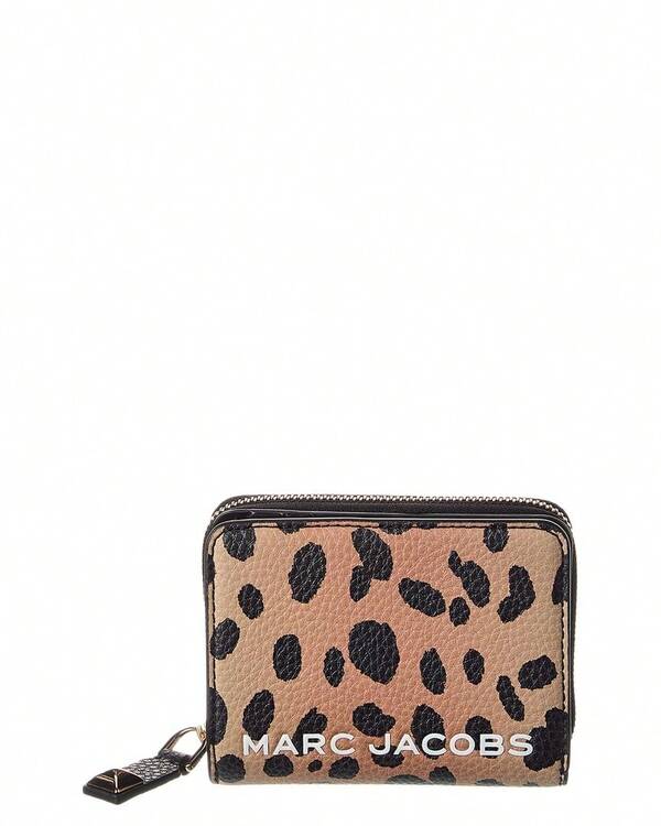 Marc Jacobs Cheetah Bold Slg Mini Leather Compact Wallet
