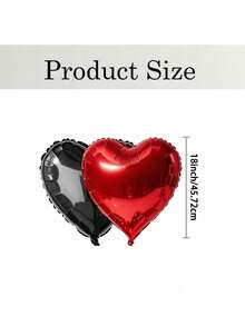 18英寸黑红心形气球，5/10/20个装心形铝箔气球，黑红生日装饰，爱心气球，情人节气球，适用于生日派对、婚礼、情人节装饰 - 黑加紅 - 查看 2