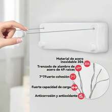 5.2M Tendedero Retráctil Montado en la Pared para Interior y Exterior, Tendedero Retráctil Compacto Montado en la Pared, Tendedero Retráctil Montado en la Pared para el Hogar, Fácil de Instalar (Blanco) - 1 - Ver 7