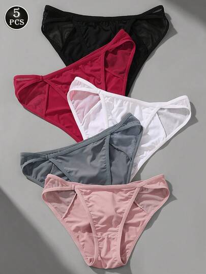 VKME 5件套性感网眼拼接三角内裤女士内衣