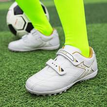 Boys Soccer Cleats -Shock-Resistant BreathableComfortable And Ready For Competition - Hook AndLoop Fastener Pu Upper Nylon Lining EVA Insole Print Patterned Design - White - View 2