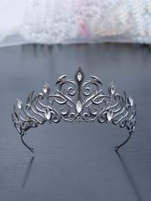 1 Stück rote Kristall schwarze Metallkrone, Vintage Gothic Stil Dornenmuster, einzigartiges Gothic Dekor Accessoire für formelle Anlässe