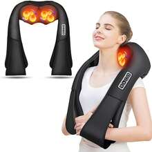 Larora 4D Electric Neck And Back Massager With Heat, Deep Kneading Massage Pillow, Adjustable Intensity, Shoulder Muscle Massage, For Home, Office, Car Use, Ideal Gift For Men Women Mom Dad - 黑色 - 查看 8