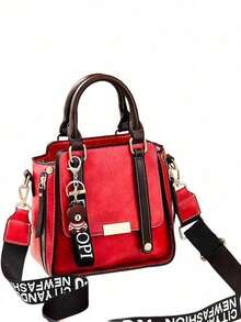 Bolso bandolera para mujer, bolso bandolera, bolso bandolera de PU, adecuado para mujer, bolso cruzado de color sólido, bolso pequeño con cremallera, billetera para teléfono móvil, bolso mensajero (color: negro, burdeos, verde, granate, caramelo) - Rojo - Ver 1