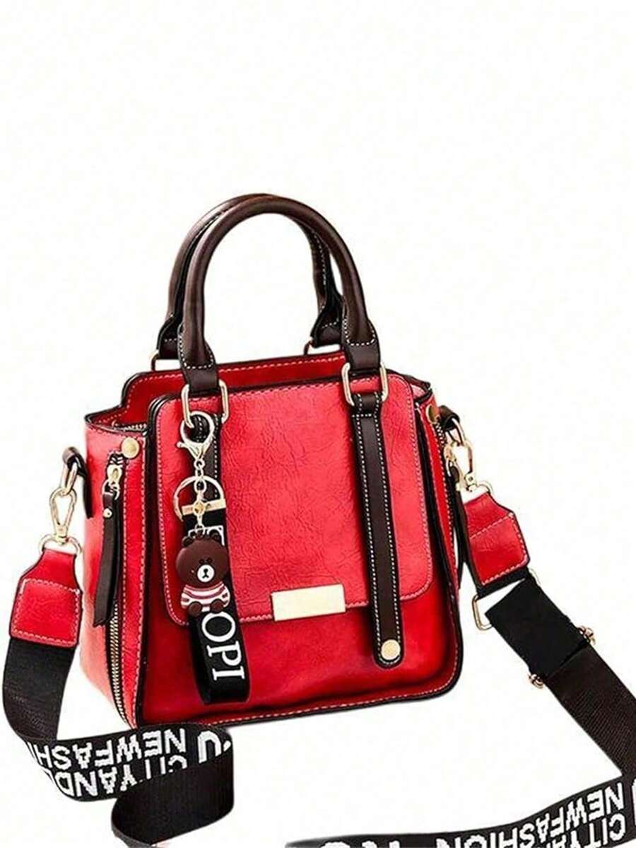 Bolso bandolera para mujer, bolso bandolera, bolso bandolera de PU, adecuado para mujer, bolso cruzado de color sólido, bolso pequeño con cremallera, billetera para teléfono móvil, bolso mensajero (color: negro, burdeos, verde, granate, caramelo) - Rojo - Ver 1