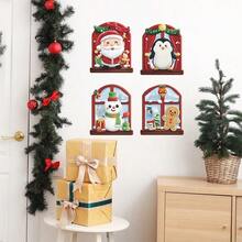 Pegatinas decorativas de elementos navideños con diseños de dibujos animados lindos para ventana, sala de estar, estudio, entrada, decoración del hogar, decoraciones navideñas, decoración de habitación, pegatinas de pared, pegatinas de pared decoraciones navideñas para el hogar
