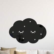 Pegatina de pared de espejo acrílico en forma de nube, decoración de pared de fondo para dormitorio y sala de estar