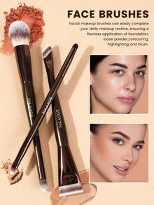 MAANGE 11件/16件套专业双头铝制面部化妆刷套装，包含散粉刷、腮红刷、遮瑕刷、高光刷、晕染刷、粉底刷、轮廓刷、晕染刷、眼影刷、眼线刷、眉刷、睫毛刷，轻松打造精致妆容，多功能超柔软化妆刷套装 - 咖啡棕 - 查看 9