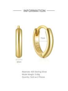 EleRunis 1 Pair 925 Sterling Silver Classic Cubic Zirconia 5mm-9mm Huggie Hoop Earrings 18K Gold Plated Hypoallergenic Tiny Cartilage Huggie Earring Piercing Jewelry For Women Daily Wear - Gold - View 15