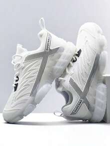 2025 New Men's Casual Sports Shoes, Thick Sole, Height Increasing, Anti-Slip, Wear-Resistant, Mesh Upper, Breathable, Soft & Comfortable, Air Cushion Shock Absorption, Suitable For Students, Fitness, Campus, Running, Color Matching