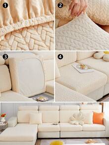 1件装 高弹力懒散沙发套 防宠物脏可水洗 适合居室装饰 简约分体沙发罩 四季防滑沙发全包防尘 (米色 70-90cm 单人座) - 米色 - 查看 8