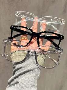 1/3pcs Unisex Square Frame Daily Wear Optical Glasses, Campus Style Face-Flattering Glasses