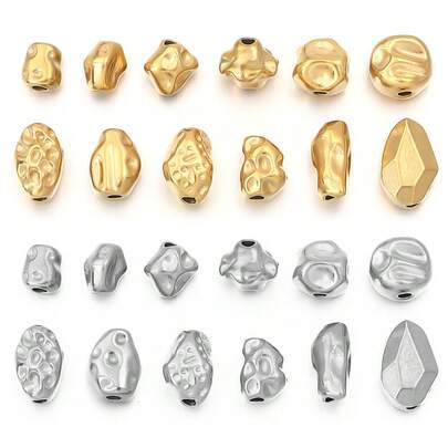 5/10颗/包 不锈钢陨石不对称隔珠，珠宝制作珠，适用于手链项链，保色且低致敏