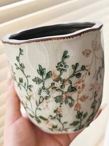 Ceramiczna doniczka z efektem spękania w stylu vintage – rustykalna doniczka w stylu wiejskim, idealna na sukulenty, wężownice, do ogrodu domowego i na balkon