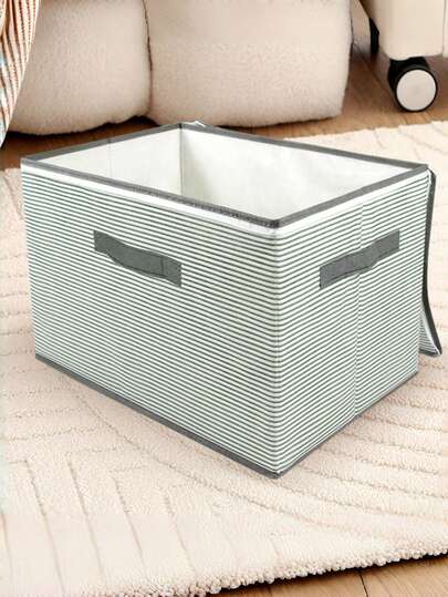 1 hộp đựng đồ sọc xanh lá cây, vải không dệt có quai xách đôi và nắp, dung tích lớn, chống ẩm, chống bụi, thiết kế khóa kéo, thích hợp cho tủ quần áo, bộ đồ giường, đồ chơi, phòng khách, phòng ngủ, nhiều kích cỡ khác nhau để đáp ứng các nhu cầu lưu trữ khác nhau, có thể gấp lại để tiết kiệm không gian