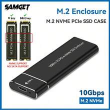 SAMGET M.2 NVMe SSD Case USB3.1 PCIe SSD 10Gbps Enclosure Mobile Case Supports NVME Protocol To Type-C Solid Metal External Hard Disk Case Laptop Phone SSD (Hard Disk Not Included)(Only NVME Protocol Is Supported, SATA Protocol Is Not Supported) Christmas Gift / Xmas Gift / New Year 2026/Holiday / Xmas Edition - Black - View 1