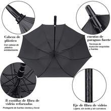 Paraguas Golf Sombrilla Grande UV Pro-Line Viento Resistente Fibra Vidrio Ligero Agua(Negro) - rojo - Ver 5