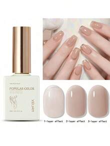 1pc Nude Gel Nail Polish 15ML Soak Off Glitter Gel Polish For All Seasons - Home Salon Nail Art DIY - 藕粉色 - 查看 6
