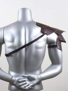1pc Medieval Retro Knight PU Leather Shoulder Armor, Viking Punk Style, Suitable For Renaissance Period Costume Role-Play Halloween - C - View 4