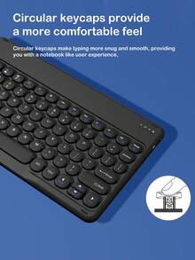 AKKHOO 10 英寸超薄可充电静音无线键盘，兼容 iPad、电脑、手机、平板电脑 - 黑色 - 查看 6