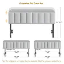 ONBRILL Adjustable Headboard For Full / Queen Size Bed Frame, Linen Fabric Bed Headboard With Storage In Vertical Channel Design, Modern Head Boards For Bedroom, Dorm - Grey - View 8