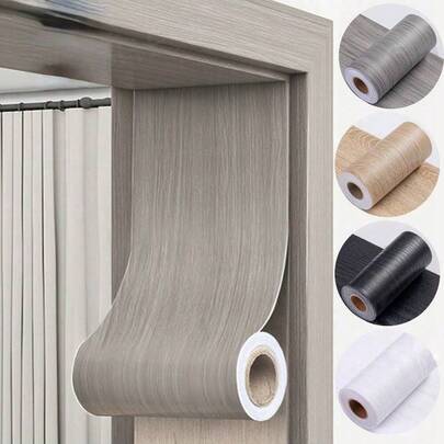 1卷 5mX15cm 旧家具门套翻新木纹墙贴自粘仿真防水加厚背景墙橱柜踢脚板墙贴即撕即贴墙纸房间装饰卧室装饰厨房装饰墙面装饰