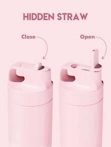 18oz rostfritt stål isolerad vattenflaska, läckagesäker bärbar resemugg med sugrör för varma och kalla drycker för skolan, gymmet, kontoret och utomhus flera tillfällen - Rosa - Visa 4