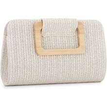 Straw Clutch Purses Women Summer Beach Bag Woven Evening Handbags Top Handle Shoulder Bag Vacation - 開始 - 查看 8