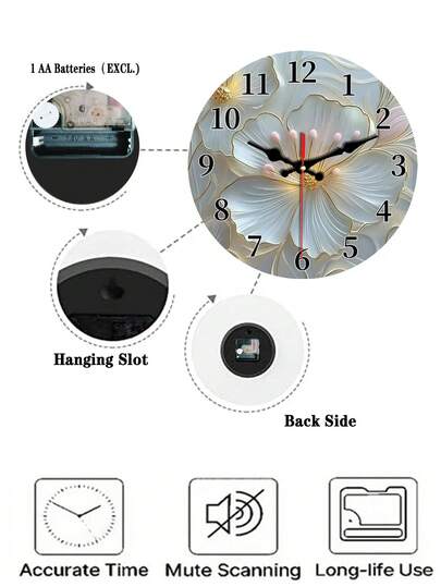 Elegante Wooden Wand Klok Silent Operation, Moderne Quartz Movement, Round Plastic Frame Ideal Living Room, Bedroom, Office Perfect Home Room view 6
