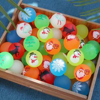 5/10/20/40/60个装夜光圣诞弹力球，紫外光下发光，适合男孩、女孩、儿童，可用作礼品袋填充物、课堂奖励 - 适用于圣诞派对装饰、节日装饰和派对用品，颜色随机