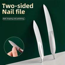 羽毛形双面指甲锉，迷你修甲工具，家用沙龙便携设计，顺滑指甲护理，旅行必备，美容工具 - 彩色 - 查看 1
