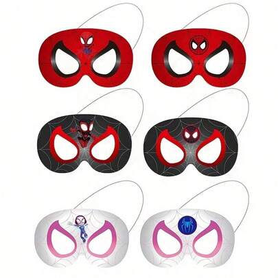 Marvel Marvel 6pcs, Marvel Superhero Spider Man Masks, Birthday Party Mask Toys, Spherical Masks, Paper Mask Toys, Dress Up Party Decorations, Role-Playing Party Gifts, Suitable As Birthday Gifts, Marvel Fan Gifts, Halloween, Christmas, Holiday Party Gifts (Random Style) ﻿