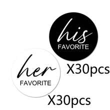 100/60 ملصق لأحبائه وأحبائها، ملصقات دائرية لامعة باللونين الأسود والأبيض، حشوات أكياس الترحيب بالعروس لحفل استقبال العروس وهدايا الزفاف