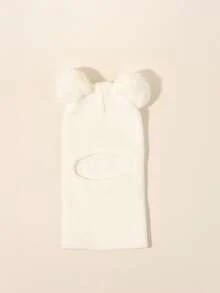 1 件男女通用黑色幼儿无檐小帽，双绒球儿童和婴儿无檐小帽，Y2k 风格，新生儿户外针织帽，温暖冬季帽适合日常通勤 - 彩色 - 查看 16