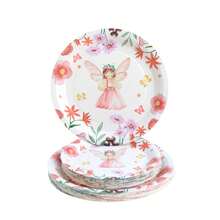 30pcs Cute Floral Fairy Disposable Plates & Cups, Party Supplies Suitable For 30 Guests, Disposable Paper Plates & Cups For Birthday, Wedding, Party, Family Picnic