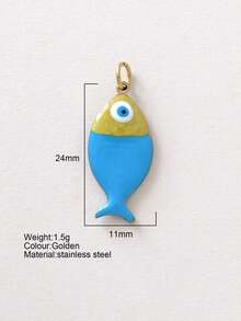 1 pieza Accesorio decorativo con forma de pez de acero inoxidable lindo, colgante DIY, para uso diario