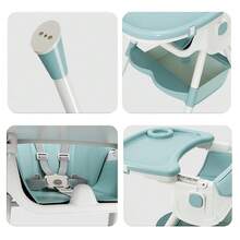 4-in-1 verstellbarer Kinderstuhl, Hochstuhl, klappbar, maximale Tragkraft 50 kg - Grün - Übersicht 7