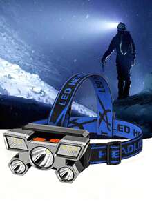 1 个 LED 可充电头灯，超亮聚光灯和泛光灯，可调焦距，360° 可调亮度角度，5 种头灯模式，内置电池 USB 可充电，适合露营、狩猎、钓鱼、徒步旅行 - S/L 尺寸选项