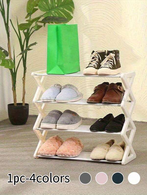1 pieza - Estantería para zapatos con 4 capas en forma de X, que ahorra espacio y es fácil de ensamblar, es una opción ideal para familias y cocinas, estantería para zapatos, estantería moderna para zapatos, organizador de estantería para zapatos, estantería para zapatos en la sala de estar y decoración del hogar.