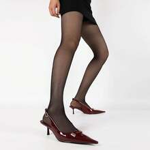 Women's Pointed Toe Slingback Heels Metal Buckle Ankle Strap Kitten Low Heel Pumps 2 Inch Stylish Retro Women Shoes-20256688 - Burgundy bằng sáng chế - Xem 9