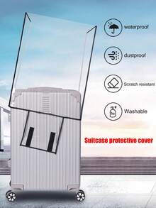 غطاء شفاف للحقائب، خطاف واسع وحلقة سميكة مقاومة للتآكل ومقاوم للماء لغطاء حقائب السفر - غطاء شفاف من البي في سي للحقائب - كم واقي بلاستيكي مقاوم للماء للحقائب والحقائب، اكسسوار سفر مناسب للحقائب من 18 إلى 30 بوصة