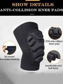 1 Pair Thick Sponge Knee Pads, Non-Slip Collision Protection Knee Sleeves For Teenagers, Suitable For Gardening, House Cleaning, Construction Work, Dancing, Volleyball, Floors, Hiking, Cycling, With Thick EVA Foam Padding, Outdoor Sports Kneeling Pad, Unisex Floor Scrubbing (Basketball Knee Pads, Wrestling Knee Pads, Collision Pads, Snowboarding Knee Pads, Work Soft Knee Pads (Large, Black)) - Black - View 3