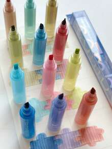 Stackable Soft-Tip Fluorescent Pens, Portable Colorful Highlighter Pens For Journaling, Students, Coloring, Stress Relief