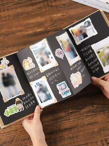 Creative Accordion Fold Diy Photo Album, Blank Leather Growth Record Book, Holiday Love Confession Diy Album - Black - View 3