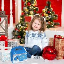 Christmas Snowflake Tote Bag Christmas Snowflakes Cookie Treat Boxes,12 Pack Cardboard Gable Gift Boxes Blue & White Winter Holiday Theme - For Frozen Theme Birthday Party Baby Shower Favor-432326 - Bleu azur - Voir 6