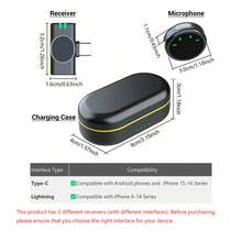 HITOZON Professional Wireless Microphone For Smartphones, Plug And Play Mini Button Wireless Lavalier Microphone With Charging Case, Suitable For Video Recording, Teaching, Interviews, Podcasts, Omnidirectional Wireless Condenser Microphone For Vlogging - Black Yellow - View 3