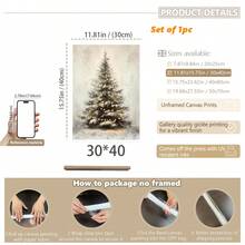 1 szt., płótno ścienne, dekoracje świąteczne, oprawione ozdoby świąteczne, śnieżny zimowy krajobraz, Święty Mikołaj, wystrój świąteczny w stylu rustykalnym, wystrój bożonarodzeniowy w stylu vintage, bałwan, choinka, pociąg świąteczny, dekoracja pokoju bożonarodzeniowego, wystrój salonu