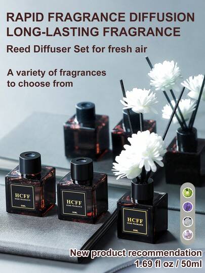 1set/10pcs 2oz/50ml Reed Diffuser Set, Aromatherapy Set, Portable Size Mini Diffuser, House Air Freshener, Reusable Essential Oil Diffuser, Perfect For Autumn Home Decor, Room Decor, Living Room Office Decor, Spa, Wedding Party, Bathroom Accessories, Winter Gift, Holiday Essentials, Diverse Holiday Gift Set, Lt Is Also The Best Friend Gifts, [Comes With 1 Glass Bottle, 5 Scented Sticks,3 Decorative Flowers & 1 Bottle 50ml Essential Oil]