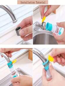 3个可调节旋转水龙头喷头 - 可伸缩防溅设计，带透明盖和彩色手柄（粉色、蓝色、白色） - 直径1.18英寸，高度4.72英寸 - 适用于家庭厨房，PP材质，房车厨房水龙头喷头 - 彩色 - 查看 9